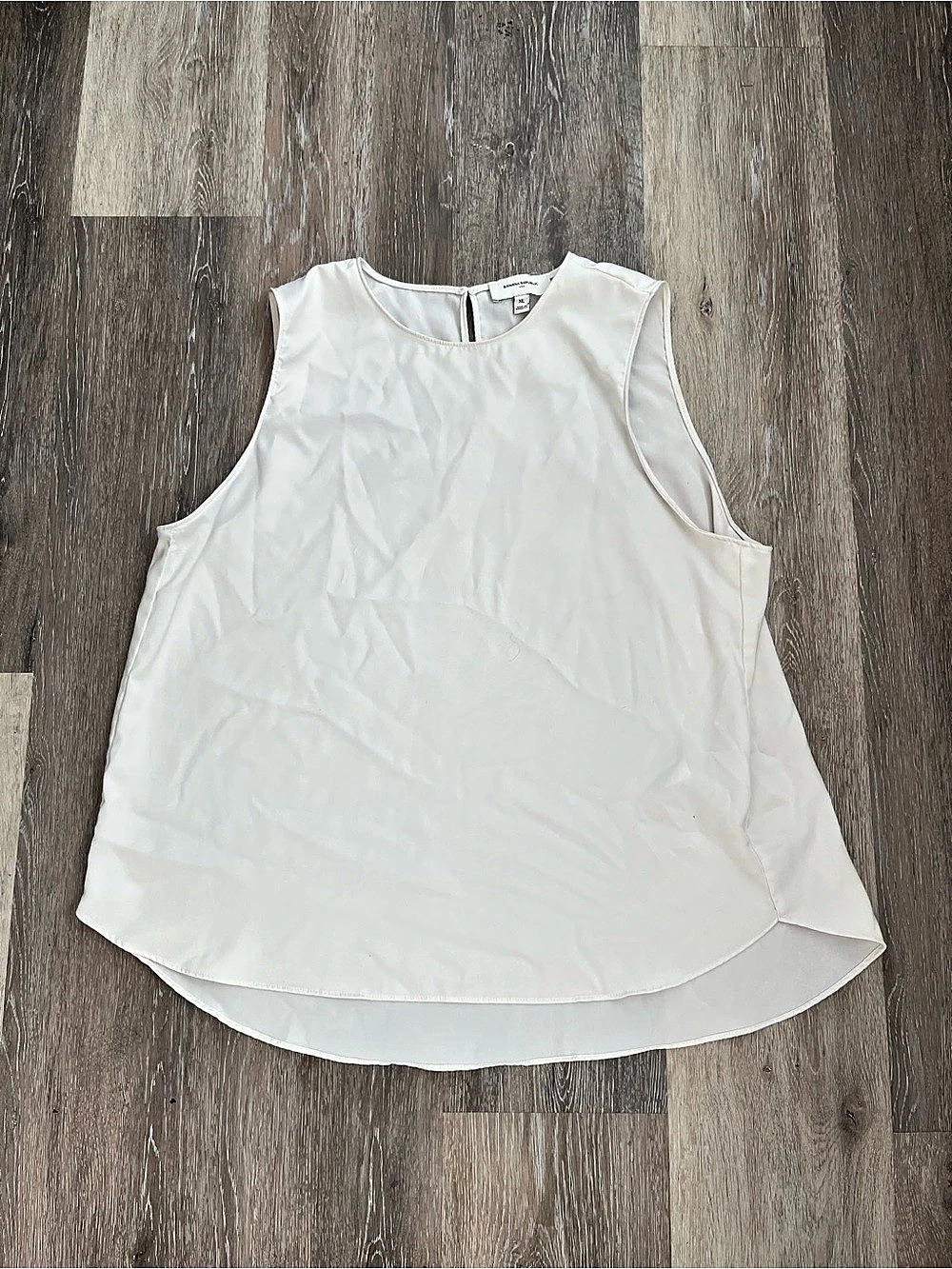 Banana Republic Womens Blouse Size XL Ivory Sleeveless Layered Hem Work Top